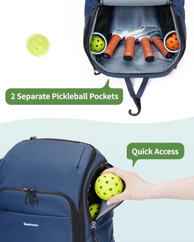 sportsnew Waterproof Pickleball Bag Men Women W/Shoe Compartment Fence Hook