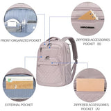 KROSER Travel Laptop Backpack 17 Inch Large Computer Backpack Water-Repellent Daypack with USB Charging Port & Headphone Interface RFID Pockets for Work/Business/College/Men/Women Dusty Pink(Quilted)
