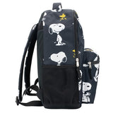 AI ACCESSORY INNOVATIONS Peanuts 16” Backpack With Front Pocket for Girls & Boys, Allover Print Bookbag Featuring Snoopy & Woodstock, Black
