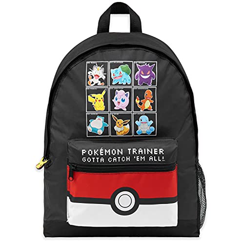 Pokemon Backpack for Kids Teens Boys Girls Pikachu Anime Bookbag Daypack Bag School Sports Gifts for Kids (Black/Red)