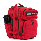 WOLFpak 35L Athletic Gym Backpack - Durable 1000D Waterproof Oxford Material with MOLLE Webbing, Laptop Pocket & Dual Cup Holders, Durable Fitness/Travel/Military Daypack (Elite Red)
