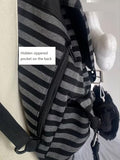 YFGBCX Y2K Striped Backpack, Kawaii Coquette Aesthetic Daypack with Cat Charm, Cute Preppy Laptop Backpack for College & Travel