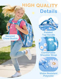 VASCHY Kids backpacks, 16in Water Resistant Backpack for Preschool/Primary/Elementary School Bookbag for Girls with Tablet Sleeve Blue Daisy