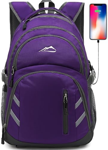 ProEtrade Extra Large Backpack Bookbag for College Laptop Travel, Fit Laptop Up to 17 inch with USB Charging Port Multi Compartment Anti theft, Gift for Women Men (Light Purple)