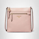 Michael Kors Jet Set Charm Small Flat Crossbody Bag, Gold-Tone Hardware/Pebble Leather/Soft Pink