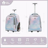 NEW TILAMI 20" Rolling Backpack for Teens Adults, Climbing Stairs Waterproof Backpack with Wheels for School Business Trave Camping with Laptop Compartment, Fit 17 Inch Laptop, Pink Blue Doodle