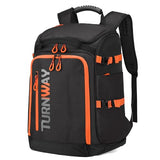TurnWay Ski/Snowboard Boot Backpack/Ski Boot Backpack | Excellent for Store All Gear | Travel with Waterproof Exterior, Reflective Strip for Men, Women and Youth(Black-Orange)