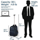 MATEIN Backpack with Wheels, Travel-friendly Rolling Laptop Backpack for Men Women, Freewheel Carry on Luggage Business bag, Compact College Trolley Suitcase Computer Bag fit 17 inch Notebook, Blue