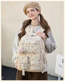 Hidds School Backpack for Teens Girls Women 15.6 Inch Laptop College Backpacks Corduroy Work Bag Kids Elementary Middle High Campus Bookbag Students Pack Travel Daypack Womens - Beige Strawberries