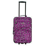 Rockland Fashion Softside Upright Luggage Set, Expandable,Telescopic Handle,Wheel, Purple Leopard, 2-Piece (14/19)