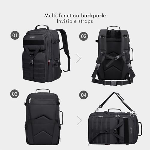 WITZMAN Carry On Travel Backpack for Men Large Convertible 45L Nylon Backpack 3 in 1 Bag and Toiletry Bag Large Hanging Multi-organization Bathroom Bag