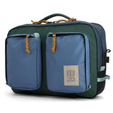 Topo Designs Global Briefcase - Bold Daily Carry Bag, Commute + Travel Pack, Personal Item Compliant, Laptop Sleeve, Removable Adjustable Shoulder Strap, Stowable Backpack Straps (Stone Blue/Forest)