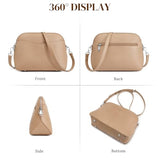 S-ZONE Crossbody Bags for Women Trendy Small Cross Body Purse for Woman Vegan Leather Designer Shoulder Bag Travel Everyday Nude