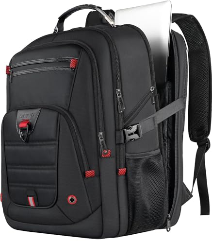 Z-MGKISS Extra Large Travel Backpack With 52L Capacity, Long-Term Durability TSA Backpack, Anti-Theft 17.3" Big Business Laptop Backpack for Men&Women, Water Resistant College Rucksack Bag, Black