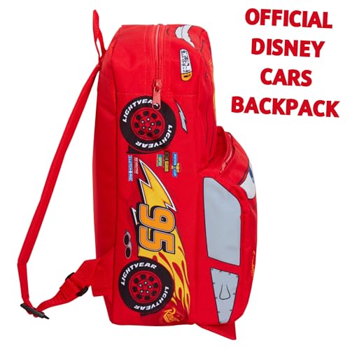 Disney Cars 3D Backpack Kids Lightning McQueen School Nursery Lunch Bag Rucksack, Red 95, One Size