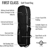 CaddyDaddy New First Class Premium Padded Golf Club Travel Cover with Wheels - Heavy Duty Golf Travel Bag for Airlines, Black/White, L