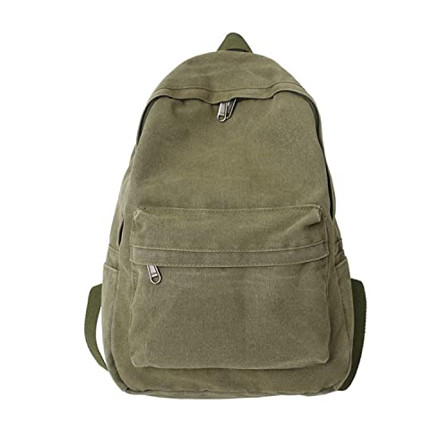 KAOBIO Canvas Backpack for Women Men Vintage Aesthetic Bags Travel Daypack Boho Hippie Grunge Backpack (Sage Green)
