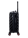 Rockland Quilt Hardside Spinner Wheel Luggage Set, Black, 3-Piece Set (20/24/28)