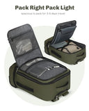 Hynes Eagle Rolling Backpack 42L Backpack with Wheels Airline Approved Carry on Luggage Laptop Travel Suitcase Bag for Women Men Dark Green