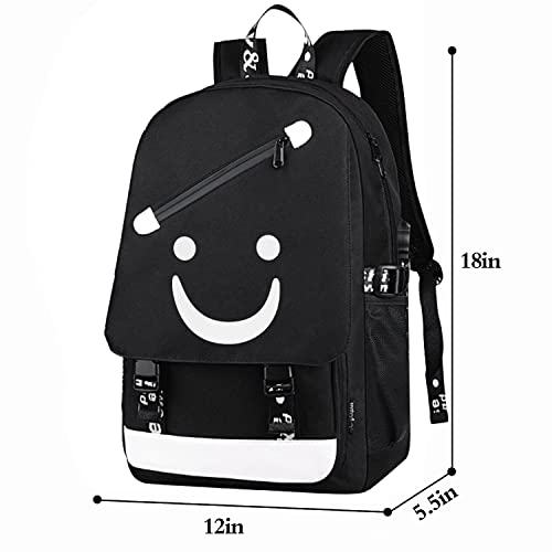 FEWOFJ Anime Laugh Backpack for Boys,School Bags Glow Bookbags for Teenagers