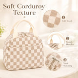 Bluboon Lunch Bag for Women Men Cute Corduroy Lunch Tote Bags Reusable Insulated Lunch Box Large Capacity Reusable Insulated Cooler for Work Picnic or Travel