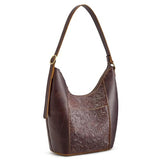 S-ZONE Leather Shoulder Bag for Women Hobo Bag Top Handle Handbag Satchel Purse Rose Pattern