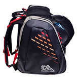 KULKEA Thermal Trekker Heated Ski Boot Backpack - Insulated Ski Boot Bag - Maximum Gear & Boot Storage - 3 Heat Settings - 120V Wall Plug & 12V Auto Plug - Water Resistant Backpack (Grey/Black/Red)