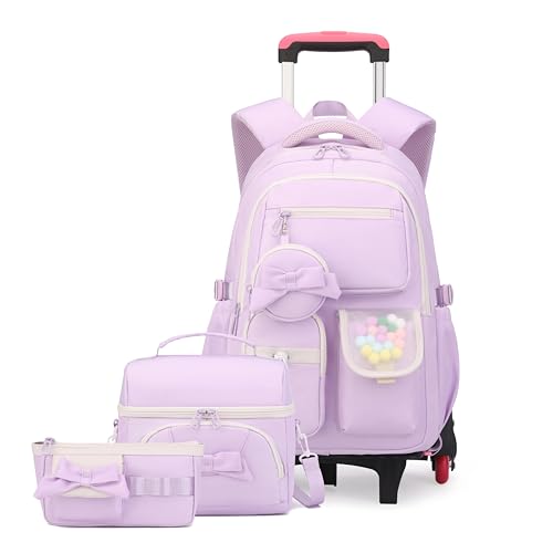 Rolling Backpack for Girls 3PCS Kids Backpack Set Cute Trolley Bags for Elementary Middle High School Wheeled Bookbags | Backpacks4Less