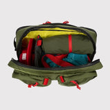Topo Designs Global Briefcase - Bold Daily Carry Bag, Commute + Travel Pack, Personal Item Compliant, Laptop Sleeve, Removable Adjustable Shoulder Strap, Stowable Backpack Straps (Stone Blue/Forest)