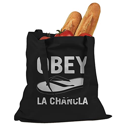 Indica Plateau Obey La Chancla Black Large Canvas Tote Bag