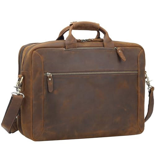 TIDING Convertible Leather 15.6" Laptop Briefcase Backpack for Men