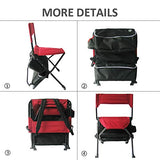 Zenree Portable Durable Folding Backpack Chair, Red - Perfect for Camping, Sporting Events, Campfires, Hiking, and Outdoor Recreation, Built in Pockets for Storage