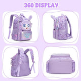 Meetbelify Backpack for Girls Backpacks with Lunch Box Pencil Case for Elementary Student Kids School Travel Bag for Girls Ages 6-8 Years Old
