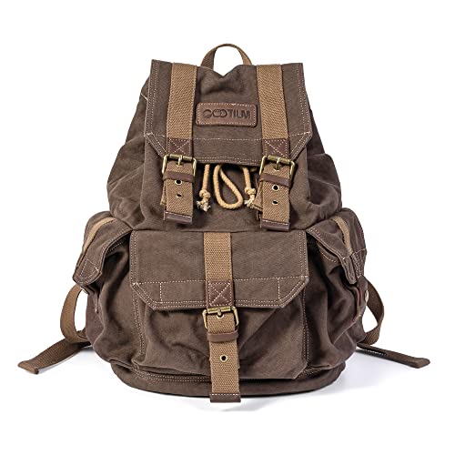 GOOTIUM 21101KA-S Specially High Density Thick Canvas Backpack Rucksack, Coffee, Small