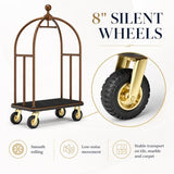 Hotel Luggage Cart, Heavy Duty Bellman Cart with 1600lbs Capacity, 8"Wheels