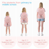 VASCHY Backpack for Girls Ages 8-12, 17 Inch Lightweight School Bag with Clear Pin Display Pouch, Water Resistant Teen Girl Bookbag with Multiple Pockets, Middle School Backpack for Grades 3-6 Pink