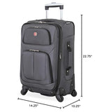 SwissGear Sion Softside Expandable Luggage – Carry-On Suitcase with 360 Degree Wheels & Retractable Handle – 21 Inch, Perfect for 1-3 Night Trips – Dark Gray