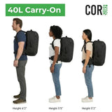 COR Surf Travel Backpack Carry On Backpack for Airplanes - Travel Backpack with Clamshell Design The Island Hopper - 40L Black