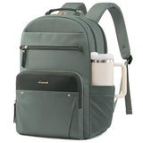 LOVEVOOK Laptop Backpack for Women with Leather Trim & Tumbler Pockets, 15.6