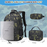 ACESAK Camo Backpack for Boys, Tactical Kids Backpack Boys, School Bags for Boy Children Teens Kids Elementary Middle High School, Military Bookbag and Lunch Bag Pencil Case Set with USB Charging Port