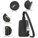 S-ZONE Sling Bag for Men Women RFID Blocking Top Grain Leather Crossbody Shoulder Bag Chest Hiking Daypack Travel
