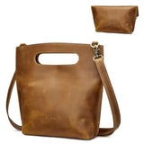 S-ZONE Women Vintage Genuine Leather Crossbody Bag Distressed Foldable Clutch Top Handle Handbag Purse