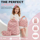 LEDAOU Kids Backpack for Girls Backpacks with Lunch Box, Lightweight Bookbag Set Elementary Middle School Back pack for 8-14 (Bow pink backpack)