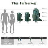 Night Cat Internal-frame Hiking Backpack: 100L Large Camping Backpack for Men Women Traveling Waterproof Rain Cover Green