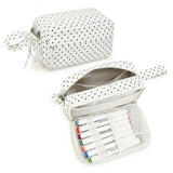 Bluboon Big Capacity Pencil Case Pencil Pouch Pen Case School Supplies Cute Pencil Box Pencil Bag for Teen Girls Boys Women Man (Black dots - White)