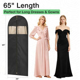 Moucas Dress Bags for Gowns, 65" Long Garment Bags for Hanging Clothes, Foldable Dress Cover with Clear Window, Ideal for Formal Dresses & Coats (Black, 1 Pack)