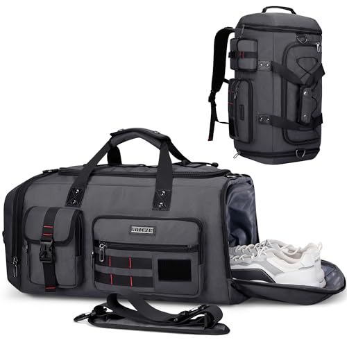 WITZMAN Duffle Bag for Men 3 in 1 Convertible 45L Nylon Gym Travel Backpack