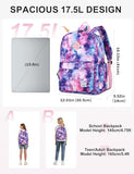 VASCHY Backpack for School, Lightweight Water Resistant Bookbag Casual Daypack for Middle School Teen Girls Pink Galaxy