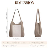 S-ZONE Soft Genuine Leather Tote Bag for Women Shoulder Handbag with Zipper Purses with Bottom Metal Rivets (khaki)