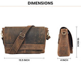 Genuine Leather Handmade Laptop Messenger Bag-16 Inch Satchel - Brown Shoulder Bag for Men & Women, Crossbody Work Bag for Travel, Office, and Daily Use